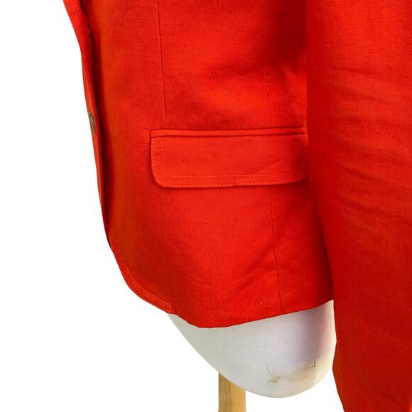 J. Crew Schoolboy Linen Blend Blazer Sz 6 Orange Lined Academia Careerwear - Picture 11 of 16